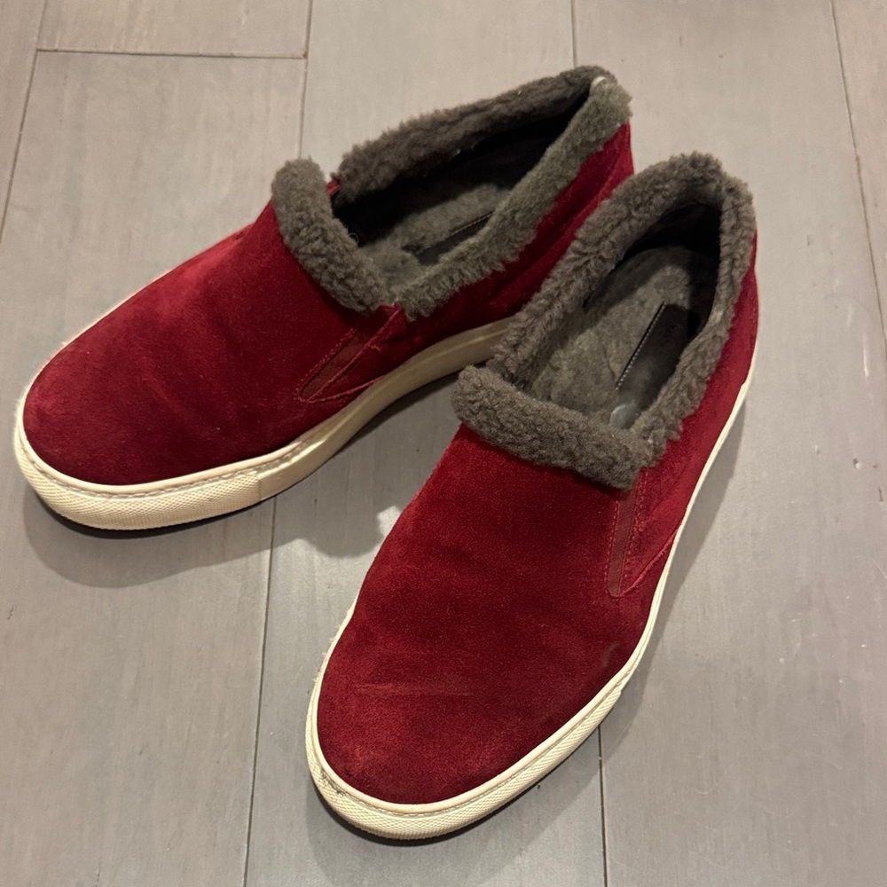M.Gemi Red Suede Shearling Slip On Sneakers Women’s EU 38 US 7.5 Made in Italy